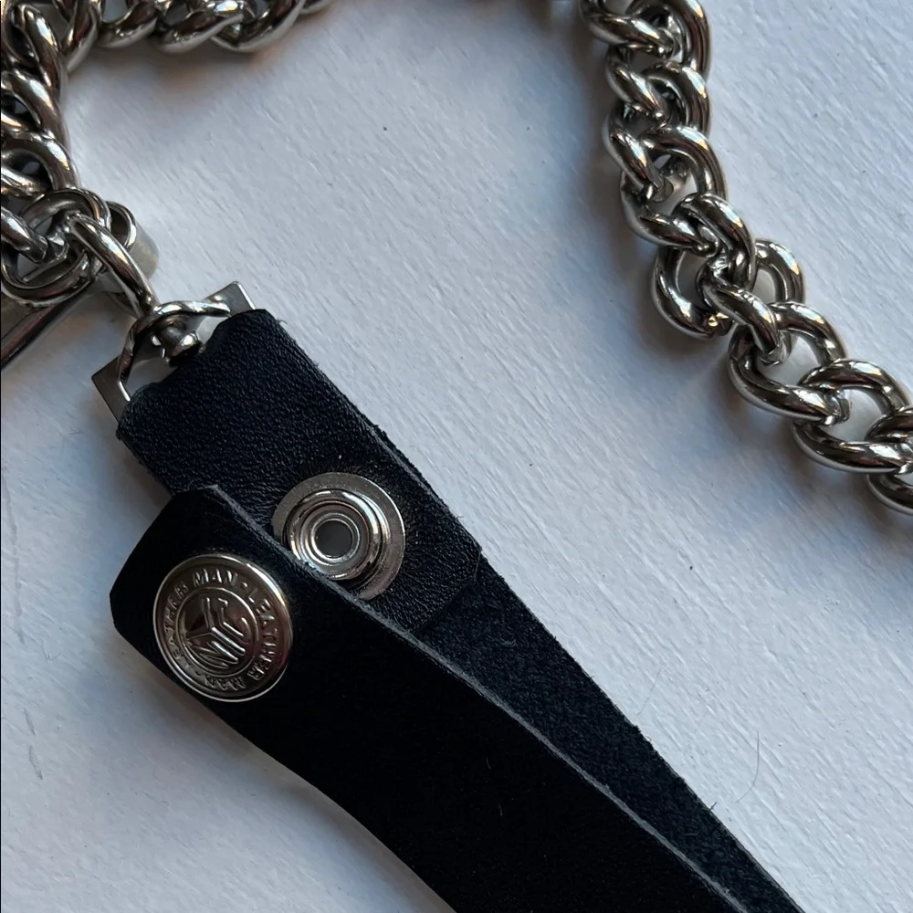 Black Wallet with Chain and Silver Accents